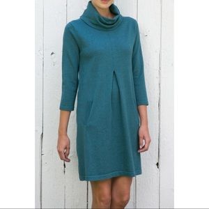 Tyler Boe Blue Teal Kim Cowl Neck Cashmere Blend Sweater Dress